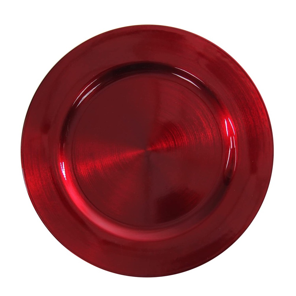 Metallic Red Plastic Charger Plates 13” - Set of 10